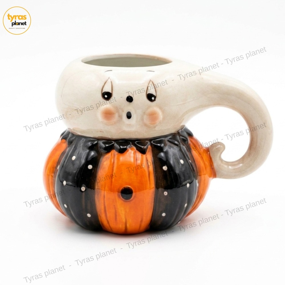 Johanna Parker Halloween Ghost Pumpkin Mug Carnival Cottage Collectibles - New